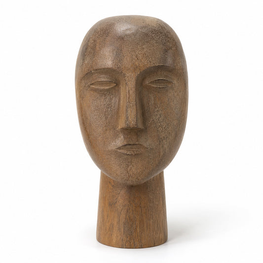 Carved Wooden Sculptural Head