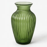 Green Ribbed Art Glass Vase