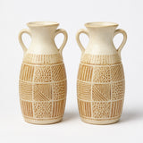 Pair of Cream Handled Ceramic Vases