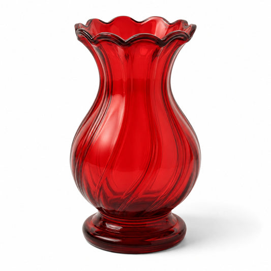 Red Vintage Art Glass Vase